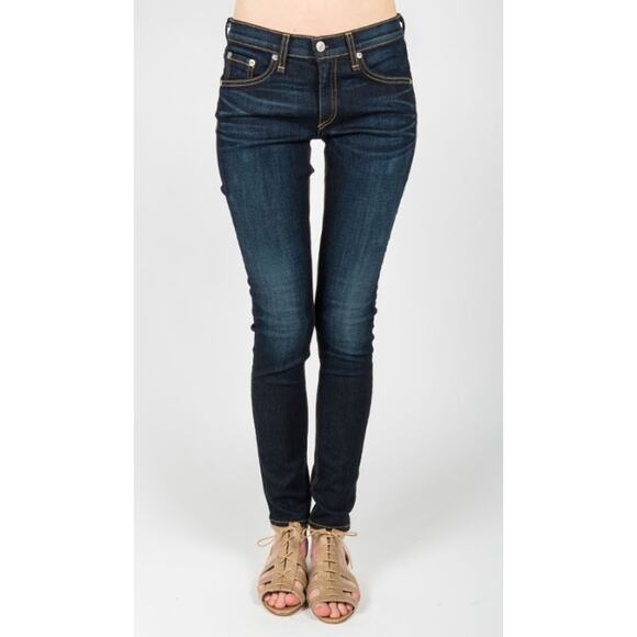 Rag & Bone Womens Size 27 Skinny Jeans in Kensington Dark Wash Denim Whiskering - Picture 11 of 11